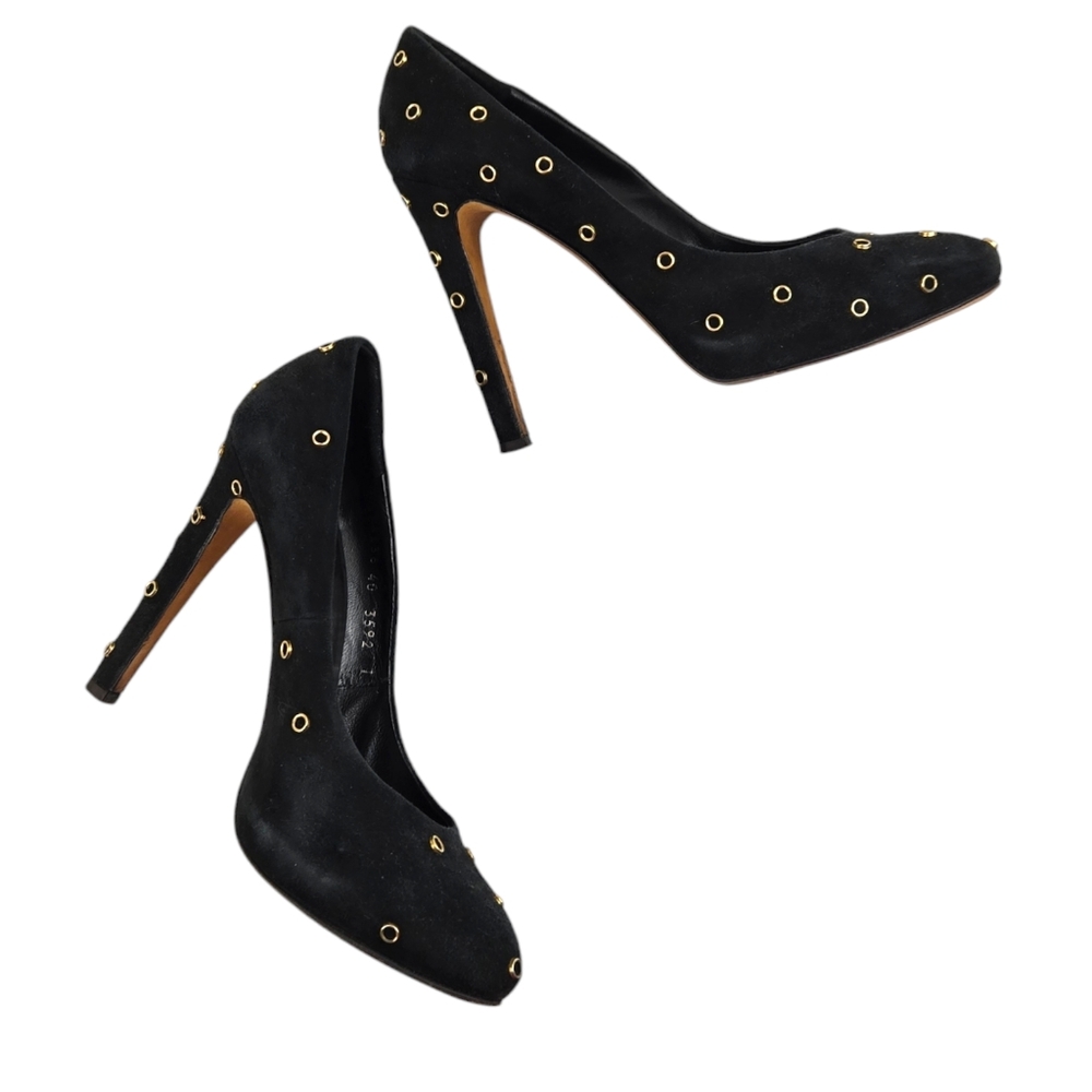 Giuseppe Zanotti Cindy Black Suede Grommet Pumps Size EU 40